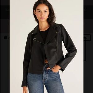 Z Supply black leather moto jacket NWT small